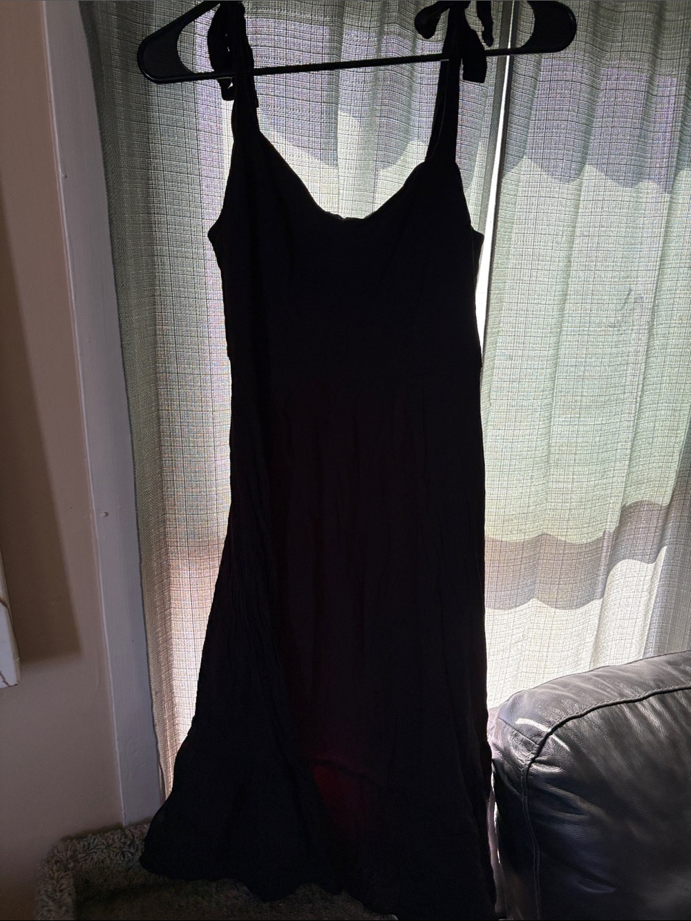 Steve Madden Women's Black Maxi Dress with Tie Shoulder Straps